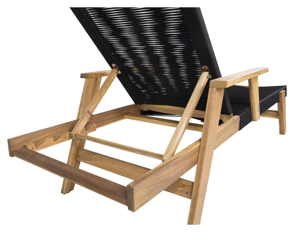 Lille John Deckchair, Black Rope/Acacie