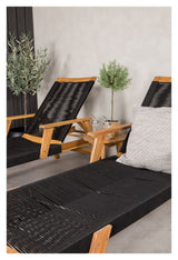 Lille John Deckchair, Black Rope/Acacie