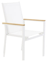 Texas Garden Chair, Stackable, White/Teak, Box