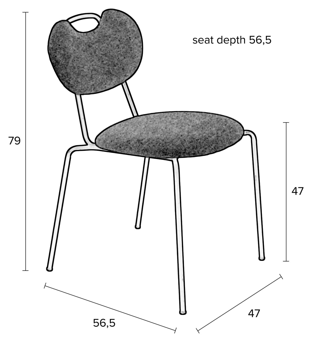 Homii Aspen spisestol, svart stoff