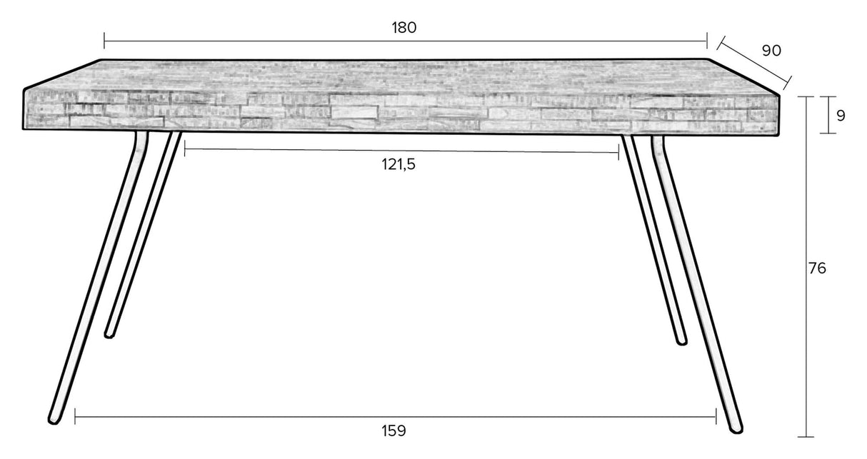 homii suri spisebord svart, 180x90