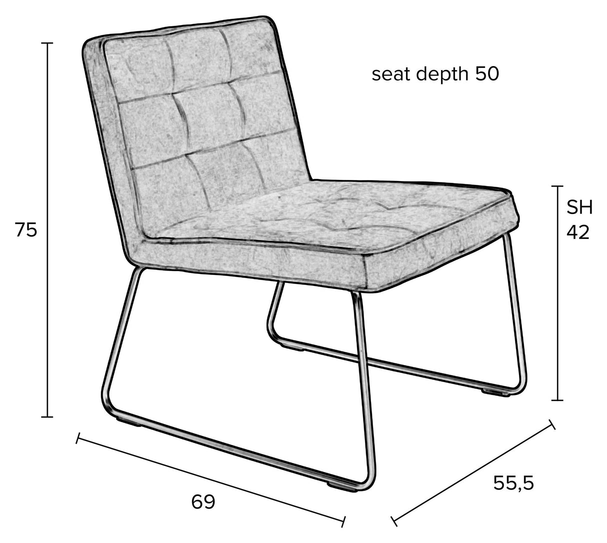 Homii Clark Lounge stol, gull/gul