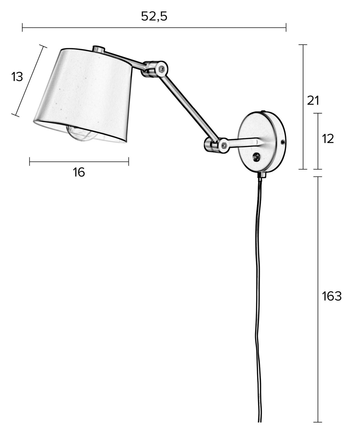 homii hajo vegglampe, svart