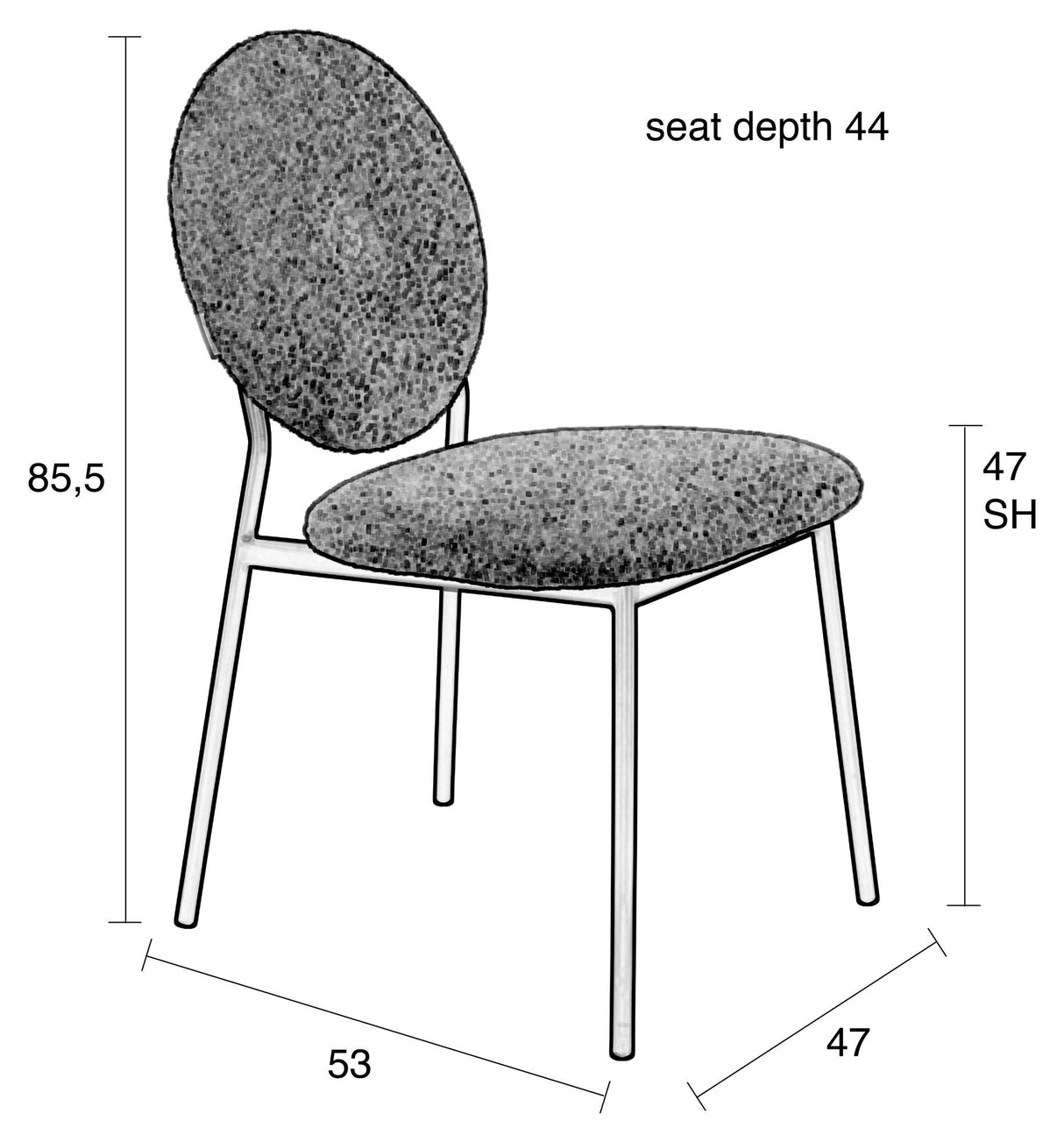 Zuiver Mist Dining Chair, Blue/Grey