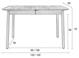 Zuiver glimt spisebord - valnøtt, 120/162x80