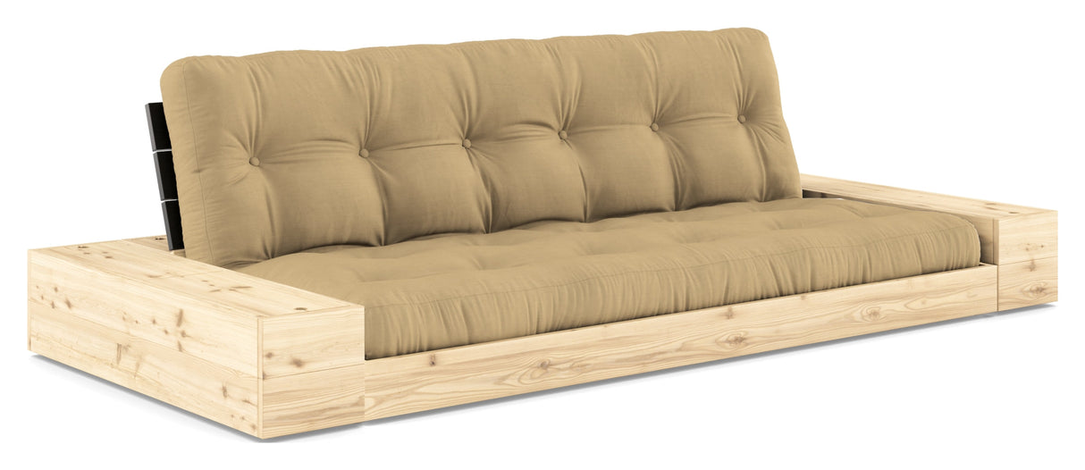 Basesofa med sidekasser, hvete beige/svart