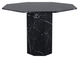 Marmor spisebord, Ø110, Black Marble Look