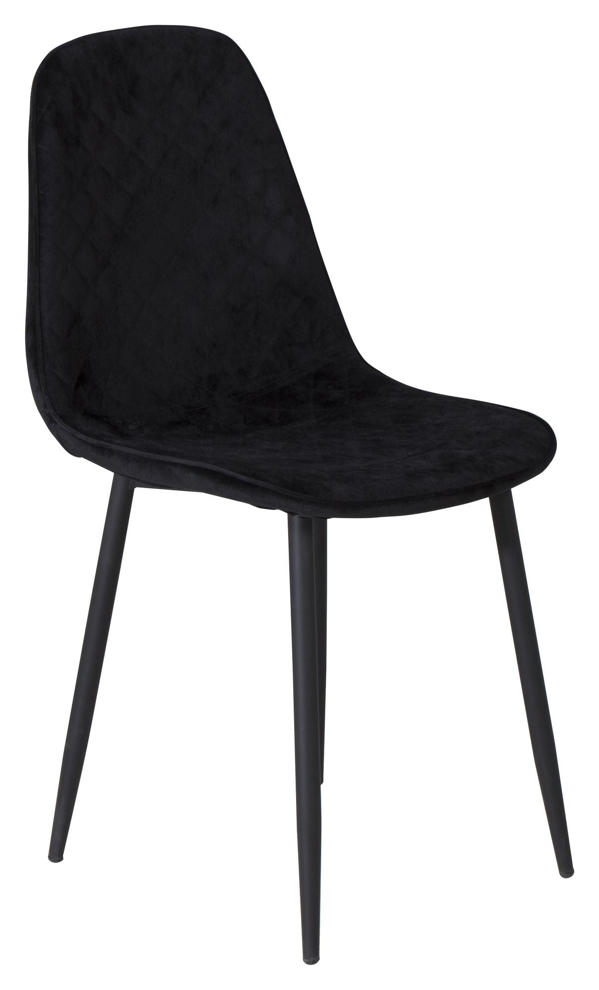 Polar Diamond Dining Chair, Black Velvet med Black Metal Legs