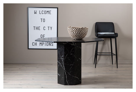 Marmor spisebord, Ø110, Black Marble Look