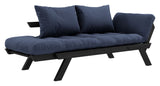 Bebop sofa seng, svart lakkert, furu/marine