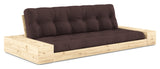 Base sofa seng med sidekasser, brun/natur