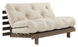 Røtter 140 sofa seng, brun lakkert furu, beige