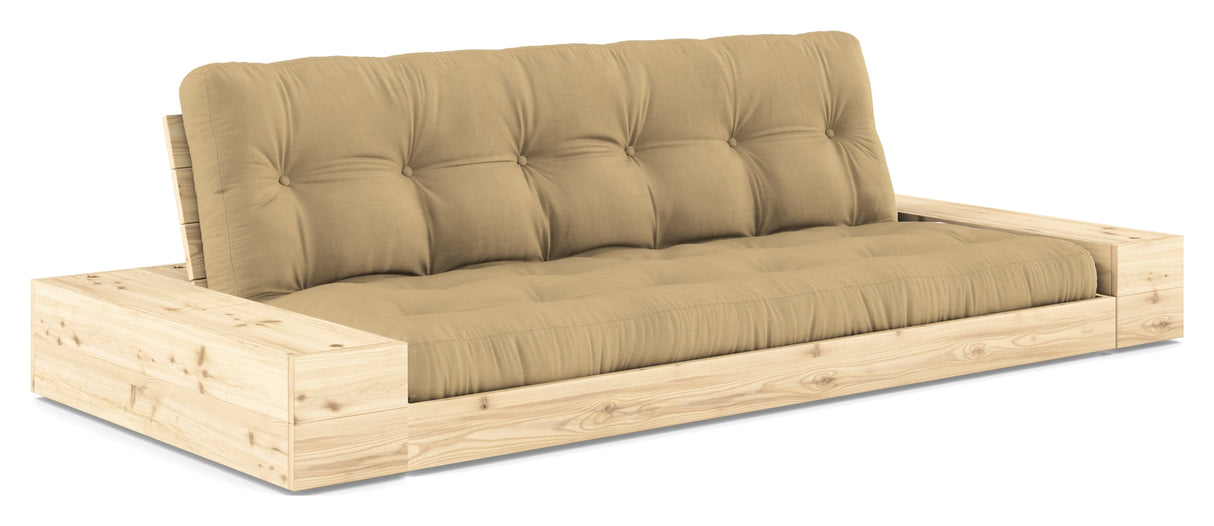 Base sofa seng med sidekasser, hvete beige/natur