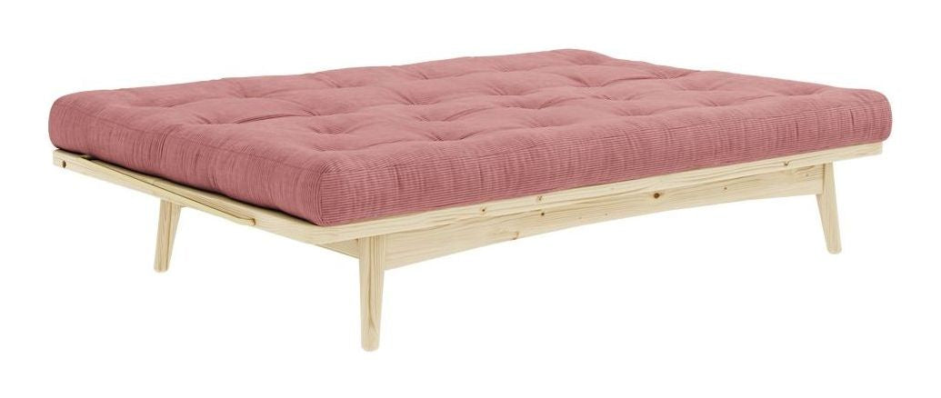 Folkesofa, furu, sorbet rosa fløyel