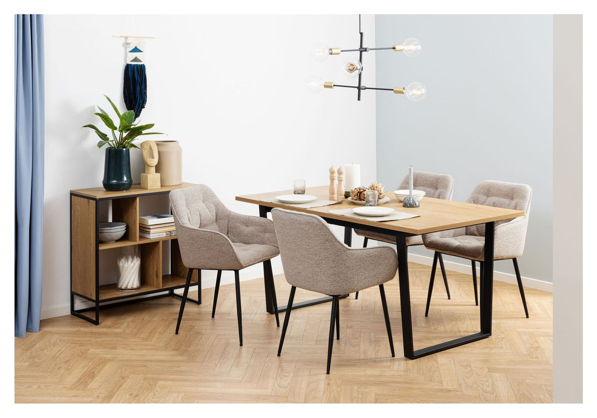 Brooke spisestol med armlener, beige stoff