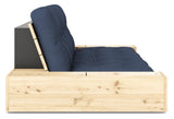 Base sofa seng med sidekasser, marine/natur