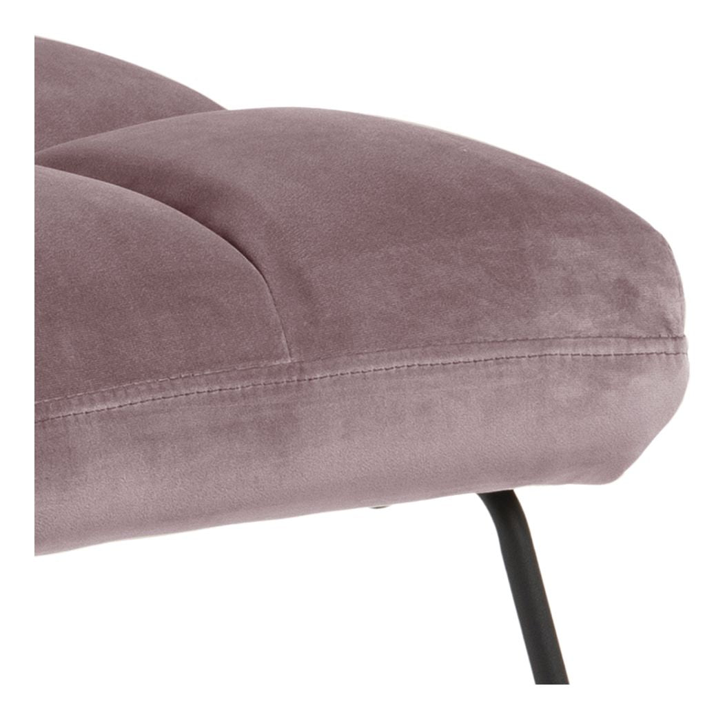 Alba Lounge Chair, Dusty Rose Velvet/Matte Black