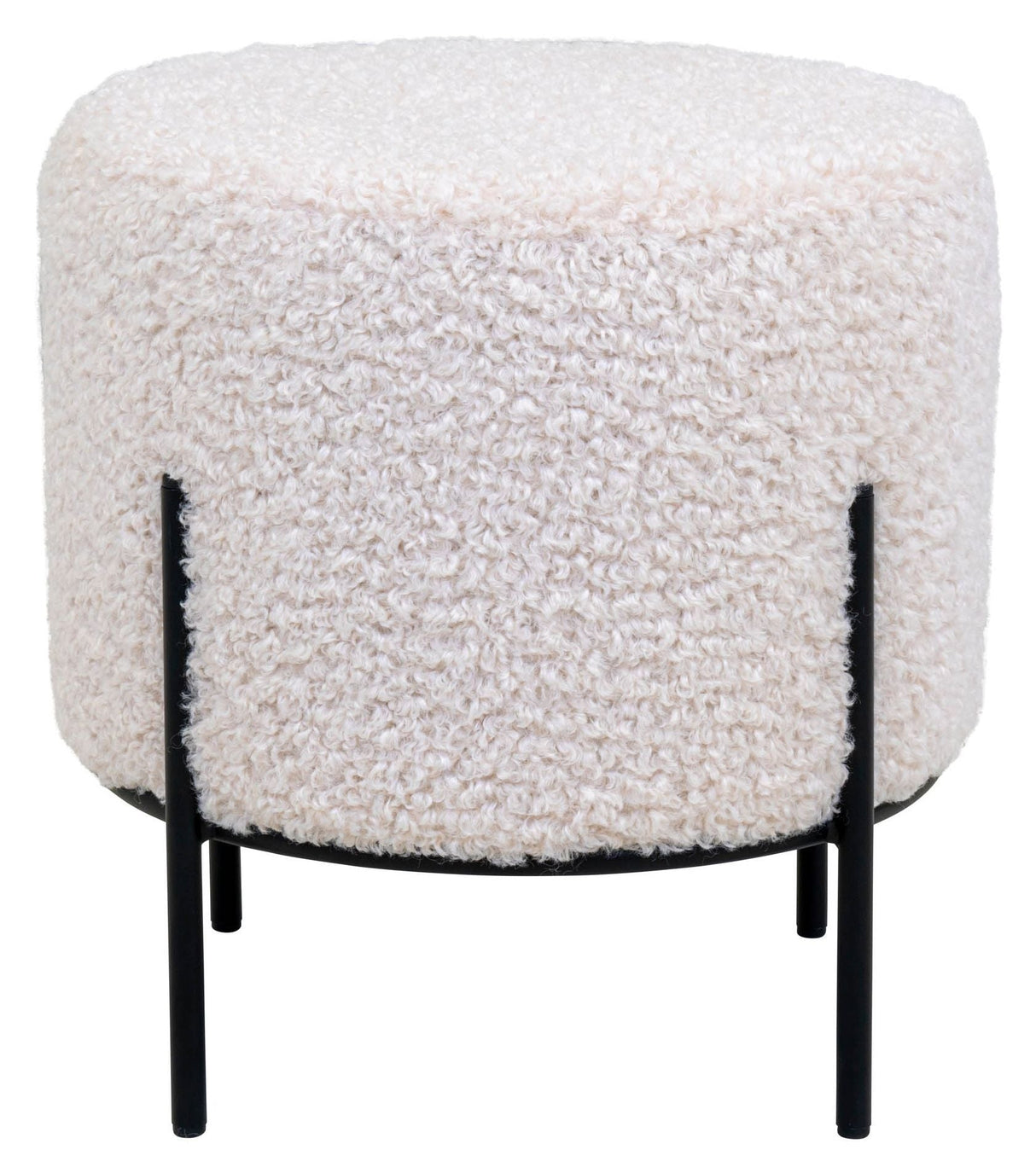 Alford Pouf w. Kunstig Lambskin, White, Ø35