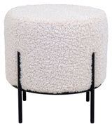 Alford Pouf w. Kunstig Lambskin, White, Ø35