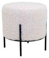 Alford Pouf w. Kunstig Lambskin, White, Ø35