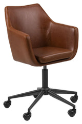 Amada Office Chair w. 5-stjerners fot, Cognac Leatherette