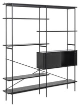 Angus Shelf w. 5 hyller/skap, H188xb172, svart melamin/metall