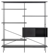 Angus Shelf w. 5 hyller/skap, H188xb172, svart melamin/metall