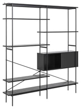 Angus Shelf w. 5 hyller/skap, H188xb172, svart melamin/metall