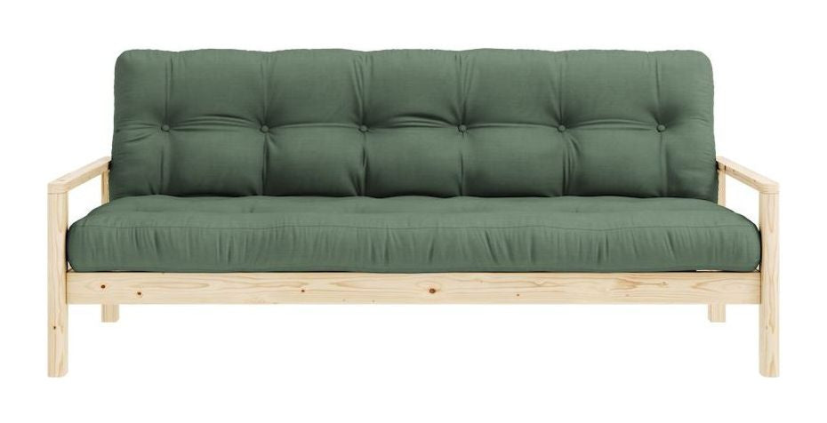 Knottesofa, lakkert furu, olivengrønn