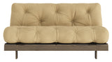 Røtter 160 sofa seng, brun lakkert furu, hvete beige