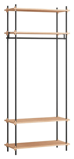 Hyllingssystem w. Shackle Bar, 1 Bay, 4 hyller, H: 200, eik/svart