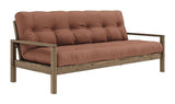 Knottesofa, brun lakkert furu, leirbrun