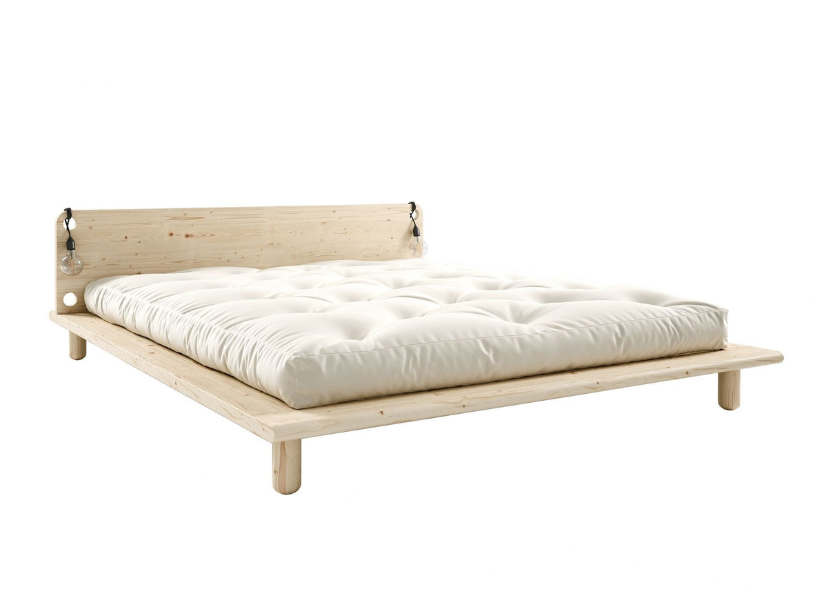 Peek Bed -ramme m/lamper, lett tre, 200x140