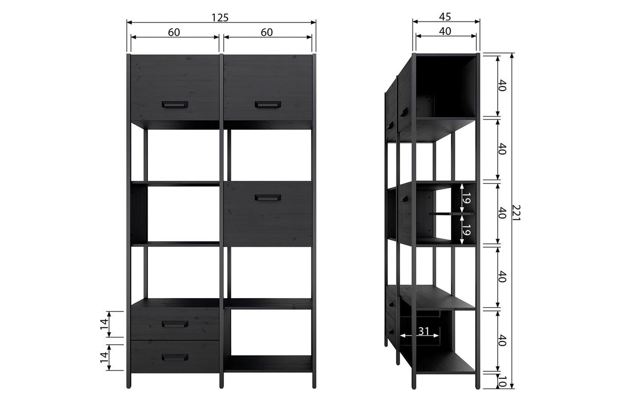 Legacy Shelf H220 cm i svart - tre/jern