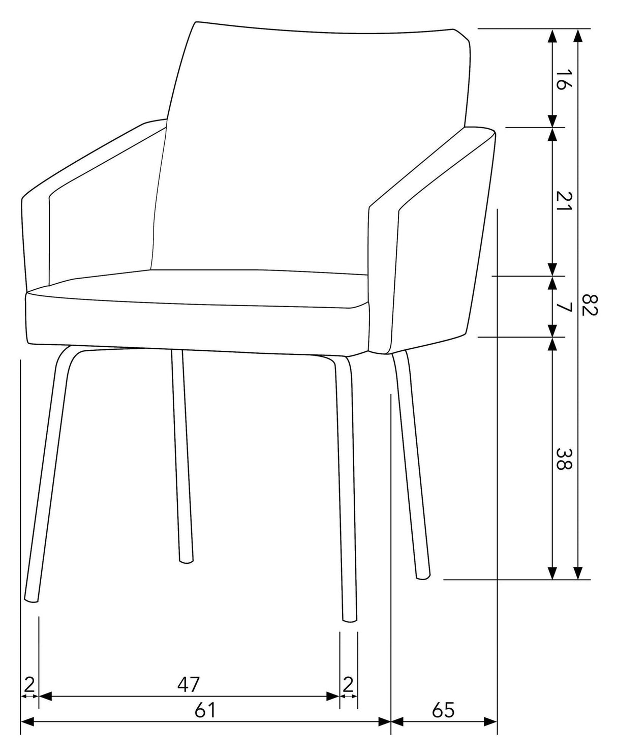 Installer Spisestuestol med armlener, skinn-look natur 