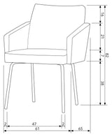 Installer Spisestuestol med armlener, skinn-look natur 