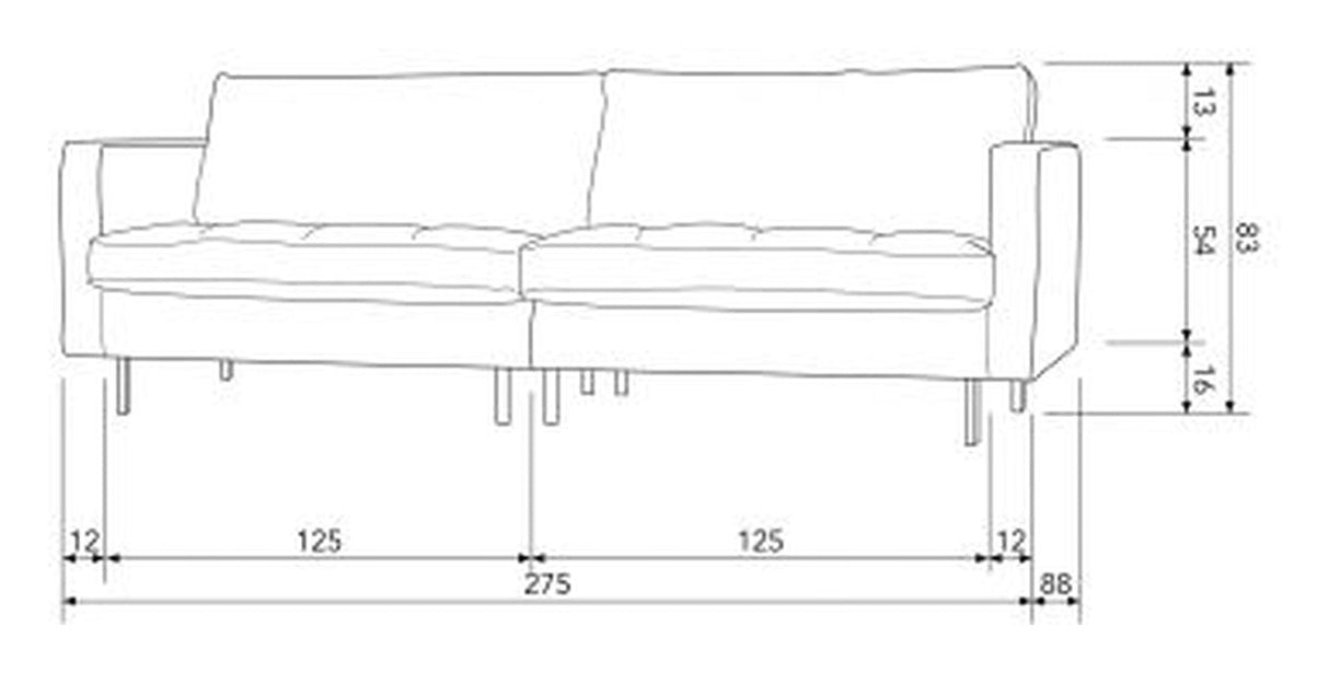 Rodeo Classic 3 Seater Sofa i Cognac Eco-Leather