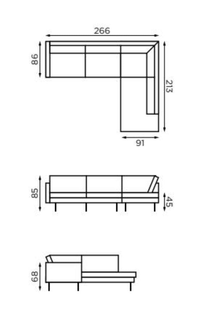 Rodeo sofa m/høyre vender sjesel - svart