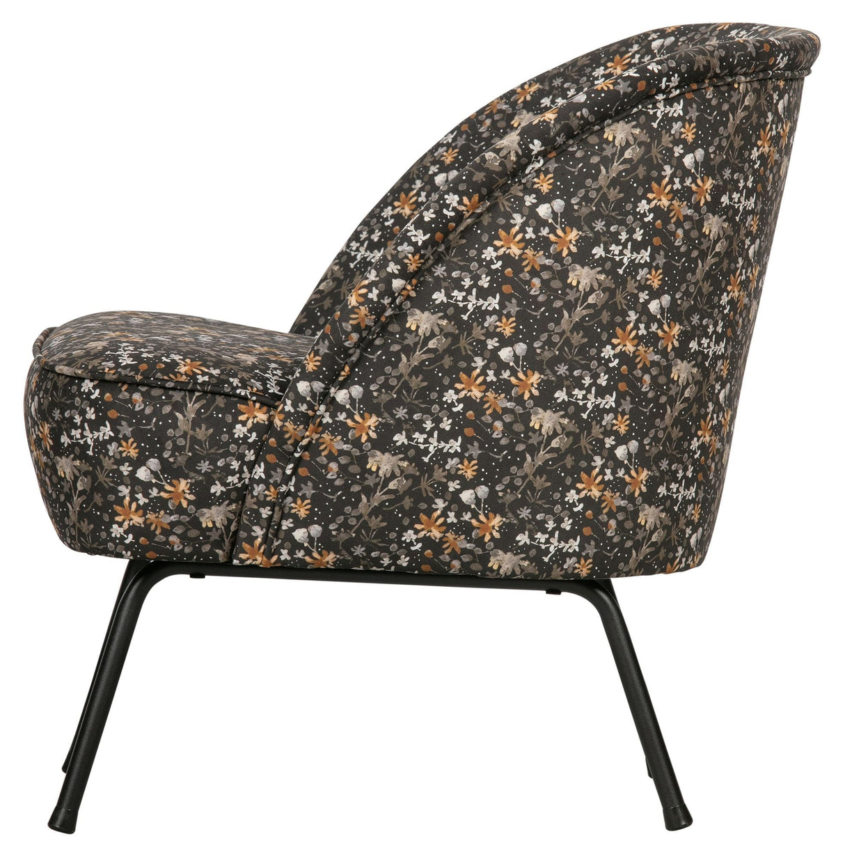 Vogue Lounge Chair, Aquarel Flower Black Velour