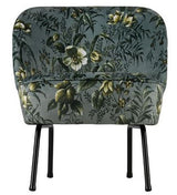 Vogue Lounge Chair Velour - Grå blomsterutskrift