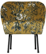 Vogue Lounge Chair Velour - Yellow Floral Print