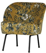 Vogue Lounge Chair Velour - Yellow Floral Print