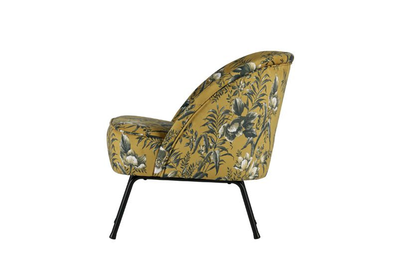 Vogue Lounge Chair Velour - Yellow Floral Print