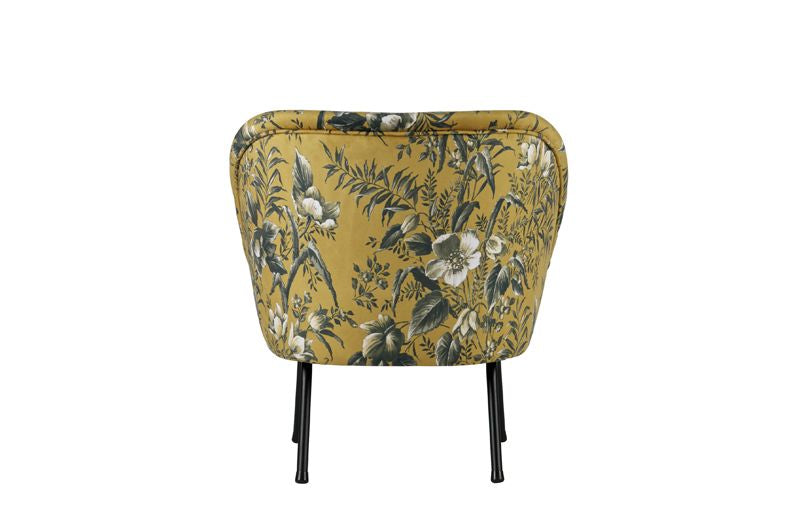 Vogue Lounge Chair Velour - Yellow Floral Print