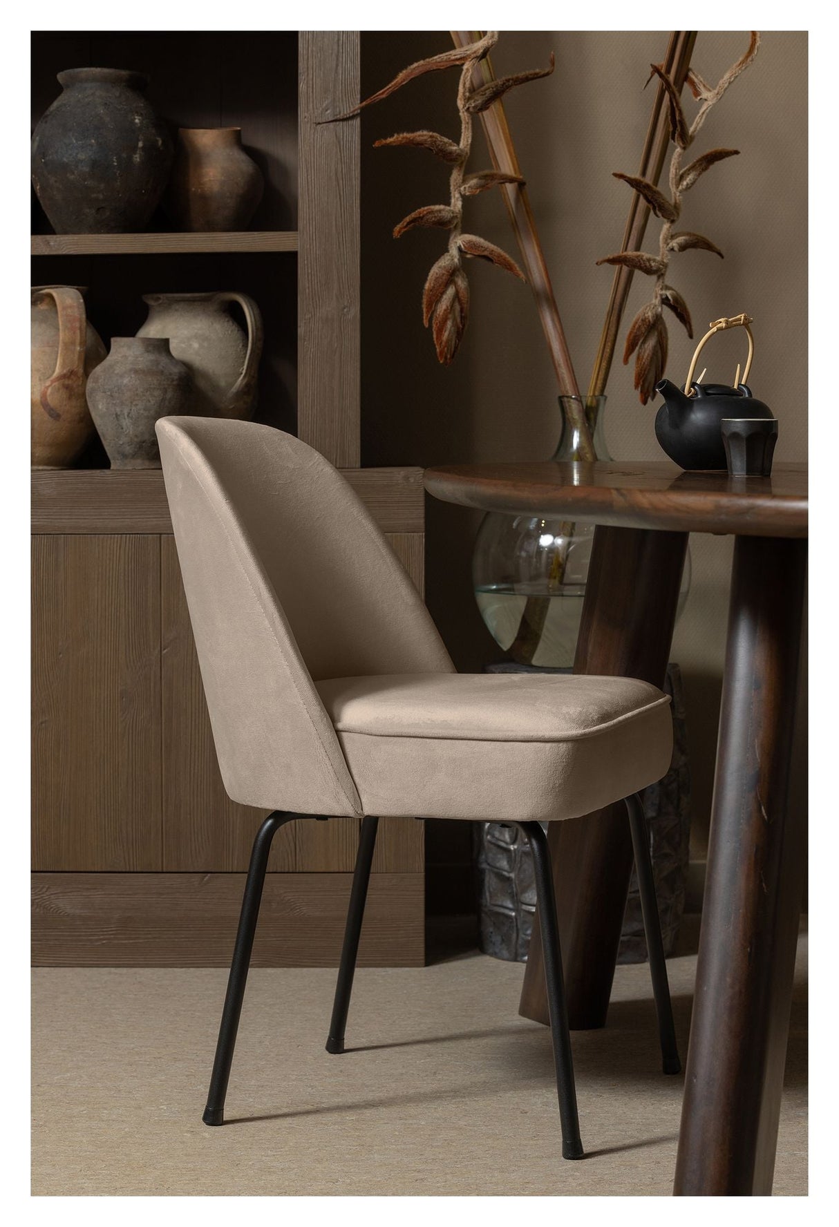 Vogue Dining Chair, Khaki Velvet