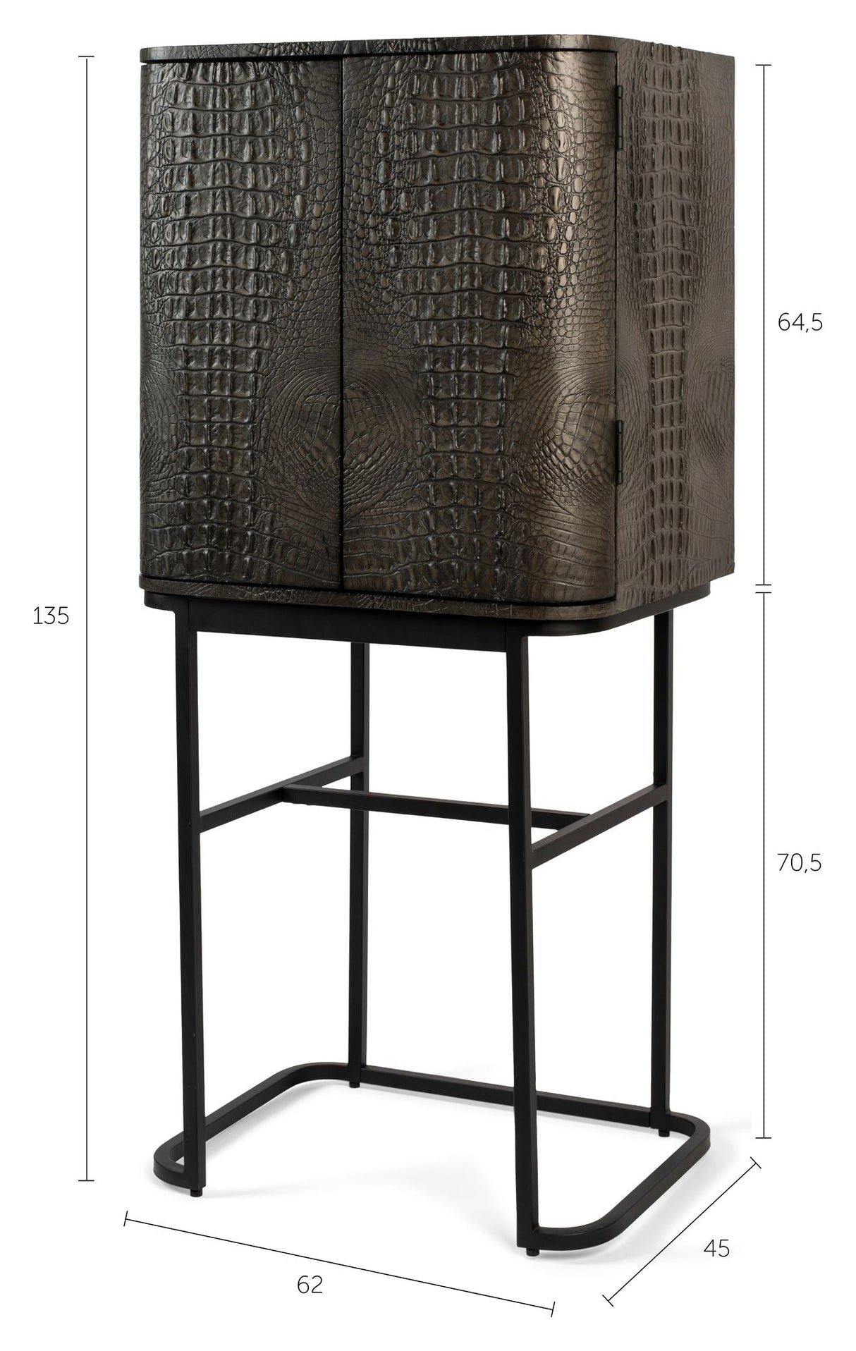 Ava Morgana Bar Cupboard, Crocodile Leather Look