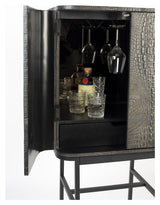 Ava Morgana Bar Cupboard, Crocodile Leather Look