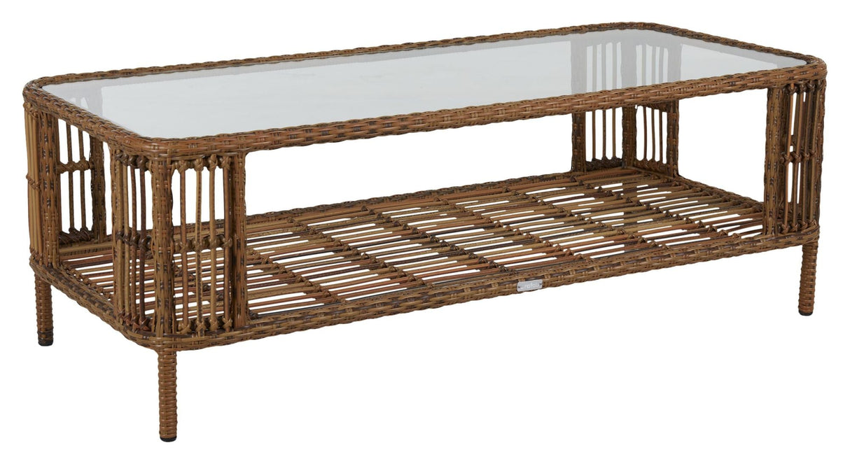 Anemon Lounge -bord med glass, 140x65, Polyrattan