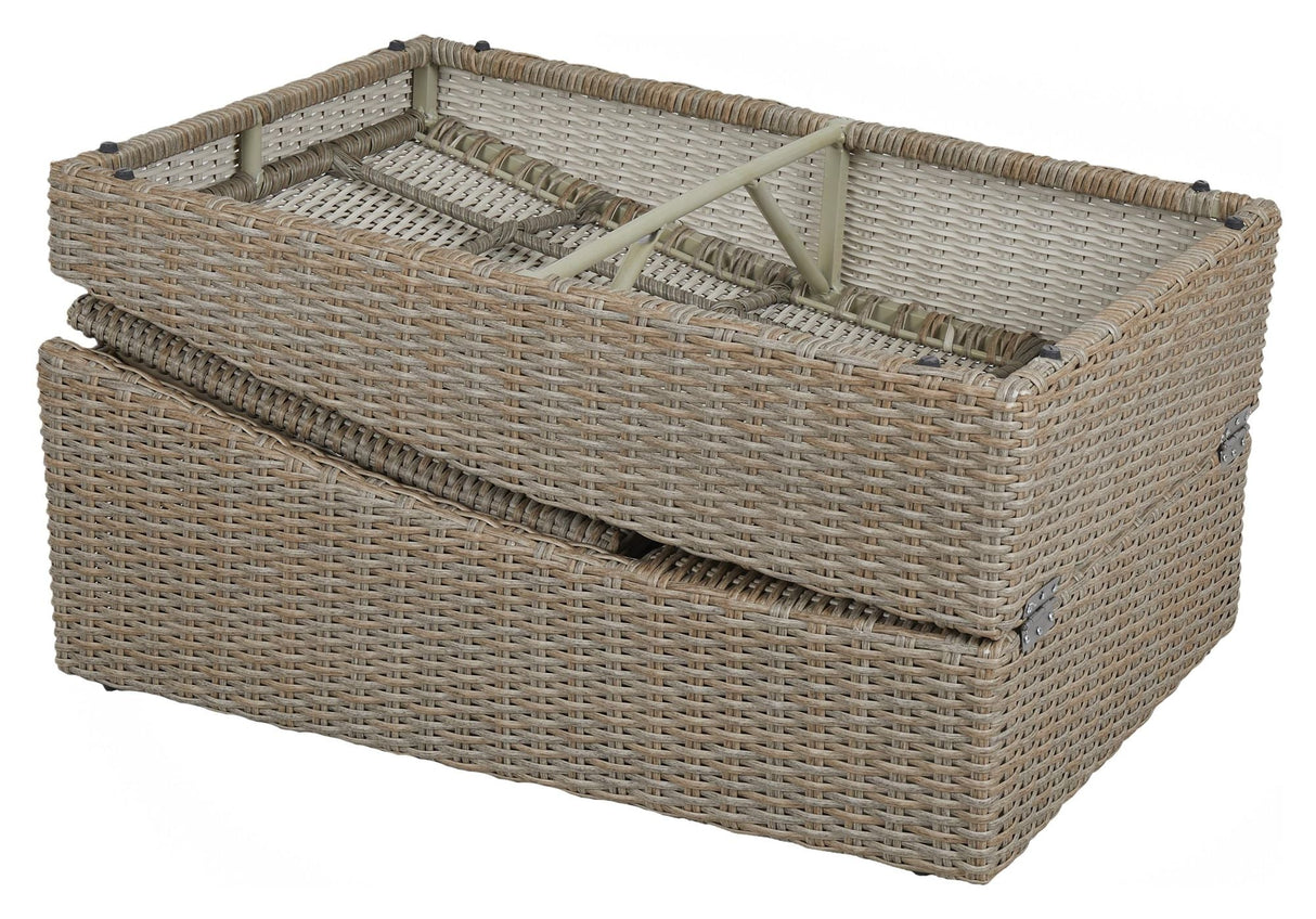 CEIBO solbed med pute, beige polyrattan