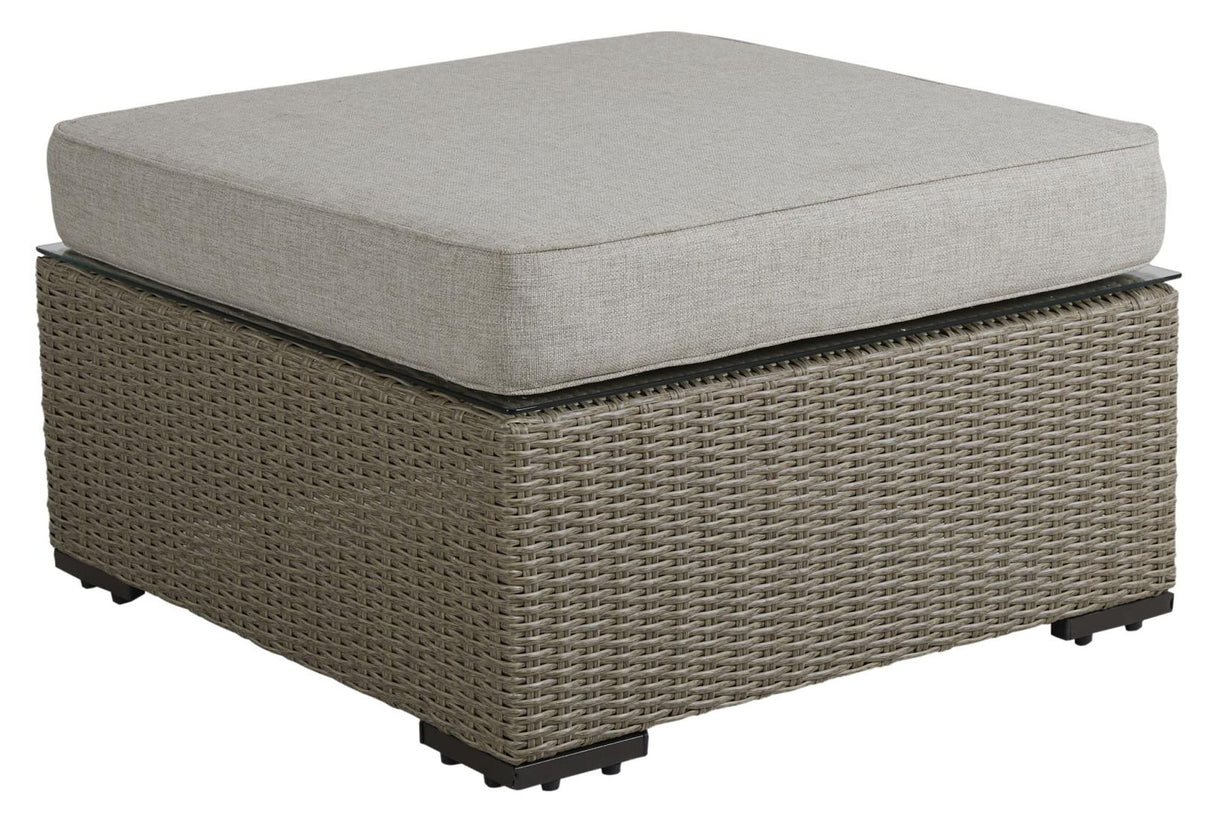 Funkia avføring/bord, beige wicker